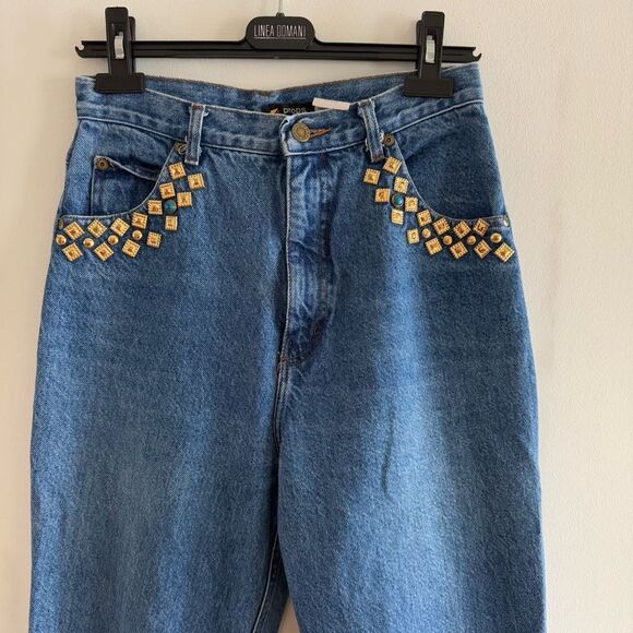 80s- 90s Embellished jewelled high rise dark wash mom jeans by Props - Picture 5 of 8